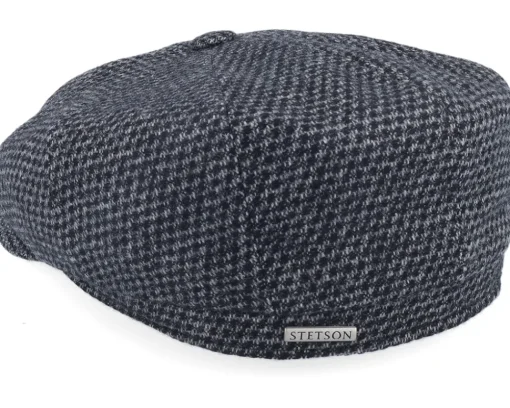 Flat Caps-Stetson Hatteras Wool Black/Charcoal Flatcap -