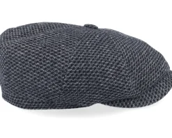 Flat Caps-Stetson Hatteras Wool Black/Charcoal Flatcap -