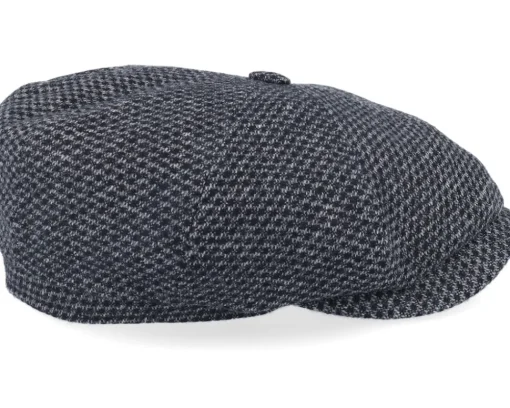 Flat Caps-Stetson Hatteras Wool Black/Charcoal Flatcap -