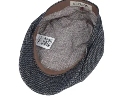 Flat Caps-Stetson Hatteras Wool Black/Charcoal Flatcap -