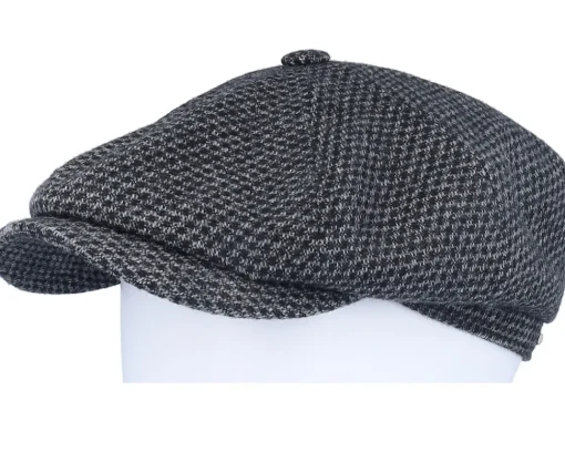 Flat Caps-Stetson Hatteras Wool Black/Charcoal Flatcap -