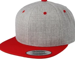 Snapback-Yupoong Heather Grey/Red Snapback -