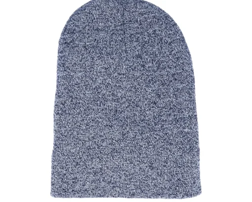 Clearance Beechfield Heather Navy Long Blank Beanie -