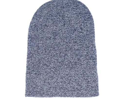 Clearance Beechfield Heather Navy Long Blank Beanie -