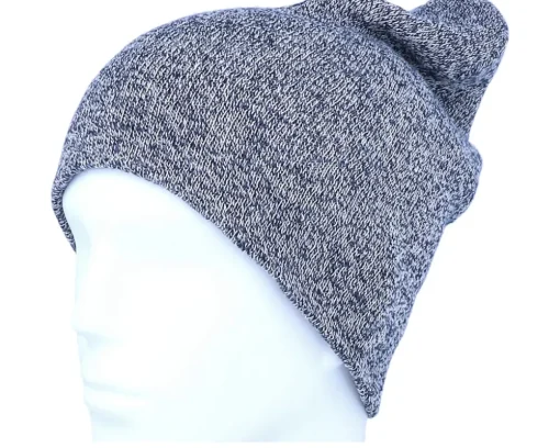 Clearance Beechfield Heather Navy Long Blank Beanie -