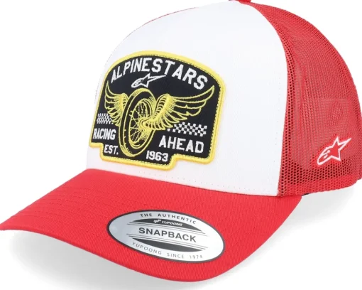 Trucker-Alpinestars Heritage Patch Hat White/Red Trucker -