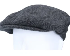 Clearance Jaxon & James Herringbone Charcoal Flat Cap -