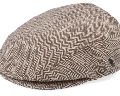 Fashion Jaxon & James Herringbone Dark Brown Flat Cap -