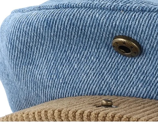 Flat Caps-Brixton Hooligan Denim/Corduroy Snap Flat Cap -