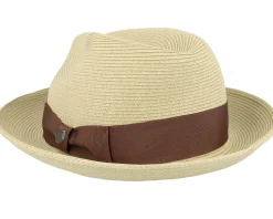 Discount Brixton Horton Cb Packable Fedora Dark Tan/Light Brown Straw Hat -
