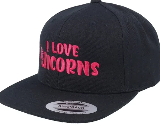 Snapback-Unicorns I Love Black Snapback -