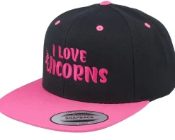 Snapback-Unicorns I Love Black/Neon Pink Snapback -