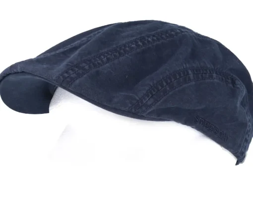 Organic Caps-Stetson Ivy Cap Delave Organic Cotton Navy Flat Cap -