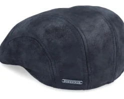 New Stetson Ivy Cap Pigskin Black Flat Cap -