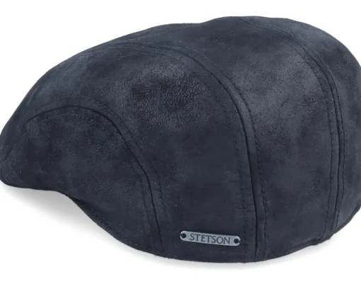 New Stetson Ivy Cap Pigskin Black Flat Cap -