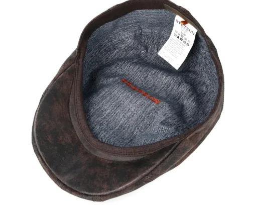 Flat Caps-Stetson Ivy Cap Pigskin Dark Brown Flat Cap -