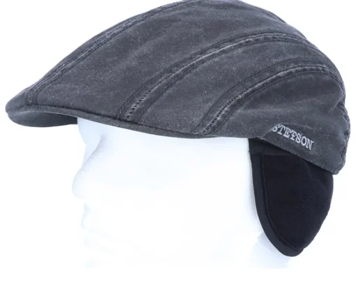 Fashion Stetson Ivy CO/PE Ear Flap Black Flat Cap -