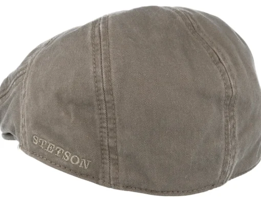 Flat Caps-Stetson Ivy Cotton Dark Beige Flat Cap -