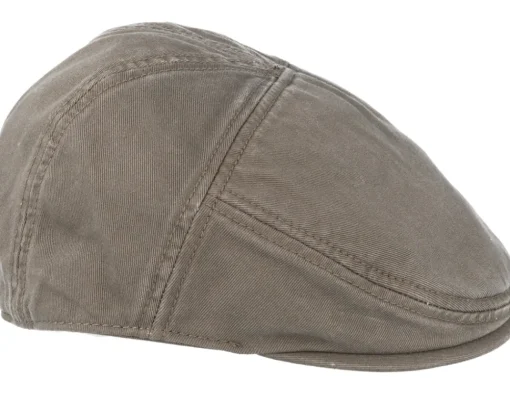 Flat Caps-Stetson Ivy Cotton Dark Beige Flat Cap -