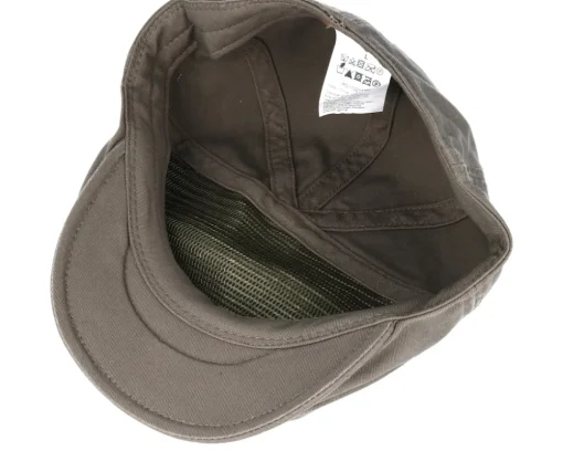 Flat Caps-Stetson Ivy Cotton Dark Beige Flat Cap -