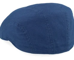 Flat Caps-Stetson Ivy Cotton Twill Blue Flat Cap -