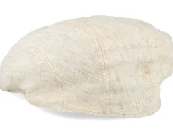 Flat Caps-Stetson Ivy Linen Beige Flat Cap -