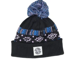 Pom Beanies-Rip Curl Jacquard Tall Beanie Black Pom -