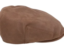 Flat Caps-Stetson Kent Calf Leather Brown Flat Cap -