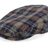 Clearance Stetson Kent Check Harris Tweed Navy/Yellow/Purple Flat Cap -