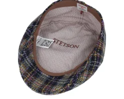 Clearance Stetson Kent Check Harris Tweed Navy/Yellow/Purple Flat Cap -