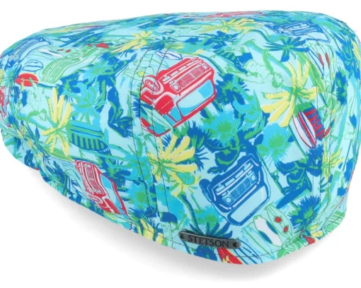 Flat Caps-Stetson Kent Cotton Vanlife Blue Flat Cap -