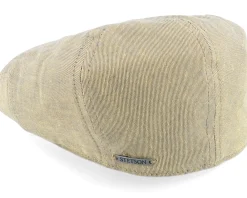 Flat Caps-Stetson Kent Cotton/Linen Tan Flat Cap -