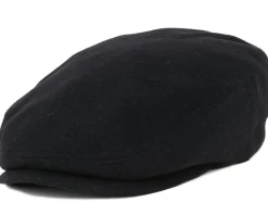 Flat Caps-Stetson Kent Wool EF Black Flat Cap -