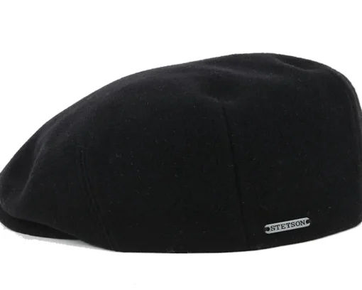 Flat Caps-Stetson Kent Wool EF Black Flat Cap -