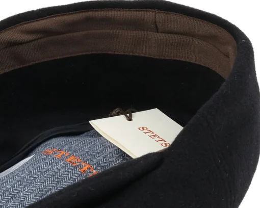 Flat Caps-Stetson Kent Wool EF Black Flat Cap -