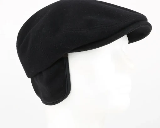 Flat Caps-Stetson Kent Wool EF Black Flat Cap -
