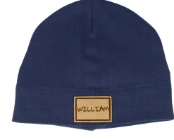 Traditional Beanies | Organic Beanies-Babybugz Kids Baby With Engraved Suede Patch Nautical Navy Beanie - Blue
