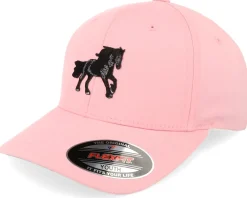 Hot Kiddo Cap Kids Black Horse Wooly Combed Flexfit - Pink