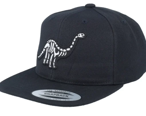 Snapback | Kids-Kiddo Cap Kids Brachiosaurus Skeleton Patch Black Snapback -
