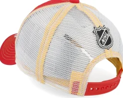 Trucker-Outerstuff Kids Calgary Flames Lockup Meshback Cap /White/Yellow Trucker - Red