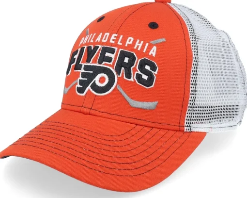 Trucker-Outerstuff Kids Calgary Flames Lockup Meshback Cap /White/Yellow Trucker - Red