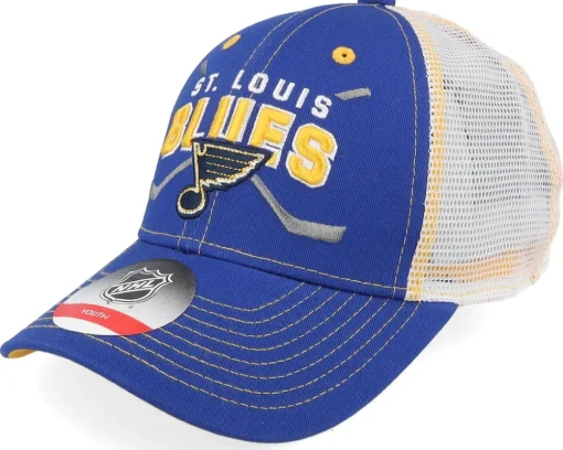 Trucker-Outerstuff Kids Calgary Flames Lockup Meshback Cap /White/Yellow Trucker - Red