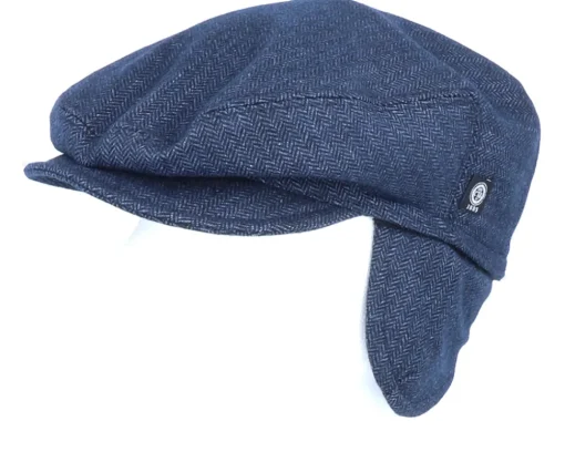 Kids-CTH Ericson Kids Carl Jr. Herringbone Blue Ear Flap -