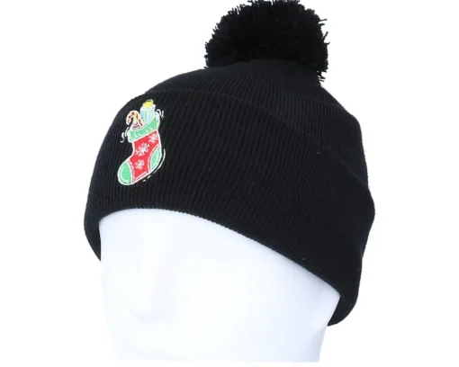 Pom Beanies-Ho-Ho-Hats Kids Christmas Sock Gift Black Pom Pom Beanie - Iconic