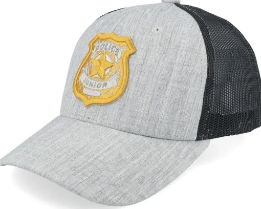 Trucker-Kiddo Cap Kids 3d Police Badge Junior Heather Grey/Black Trucker -