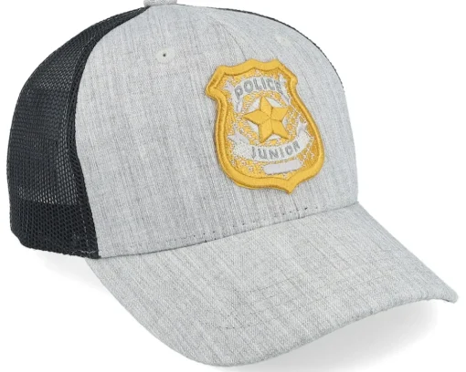 Trucker-Kiddo Cap Kids 3d Police Badge Junior Heather Grey/Black Trucker -
