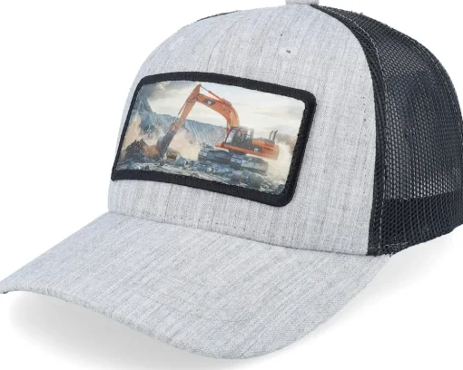 Trucker | Kids-Kiddo Cap Kids Excavator Patch Heather /Black Trucker - Grey
