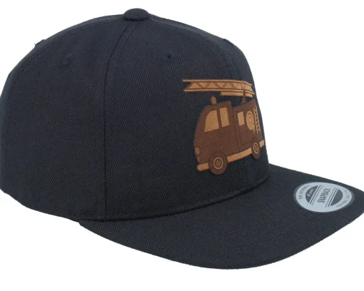 Snapback | Kids-Kiddo Cap Kids Fire Truck Engraved Black Snapback -