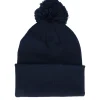 Pom Beanies | Blank Beanies-Beechfield Kids French Navy Junior Pom - Blue
