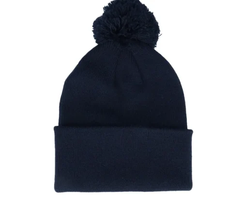 Pom Beanies | Blank Beanies-Beechfield Kids French Navy Junior Pom - Blue